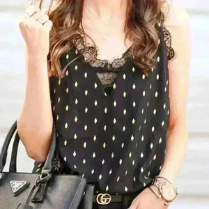 Blu Pepper New With Tags Black Tank Lace Bralette Gold Details